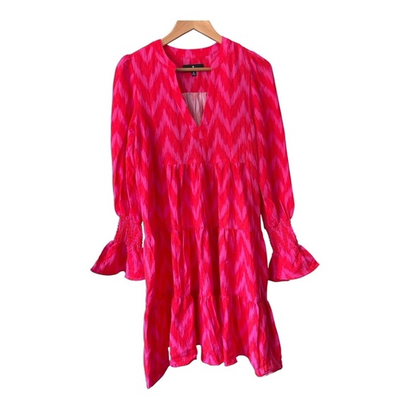 Tuckernuck Pomander Place Hot Pink Ikat Kenzo Dress Women’s Size XS Tiered - Picture 3 of 14